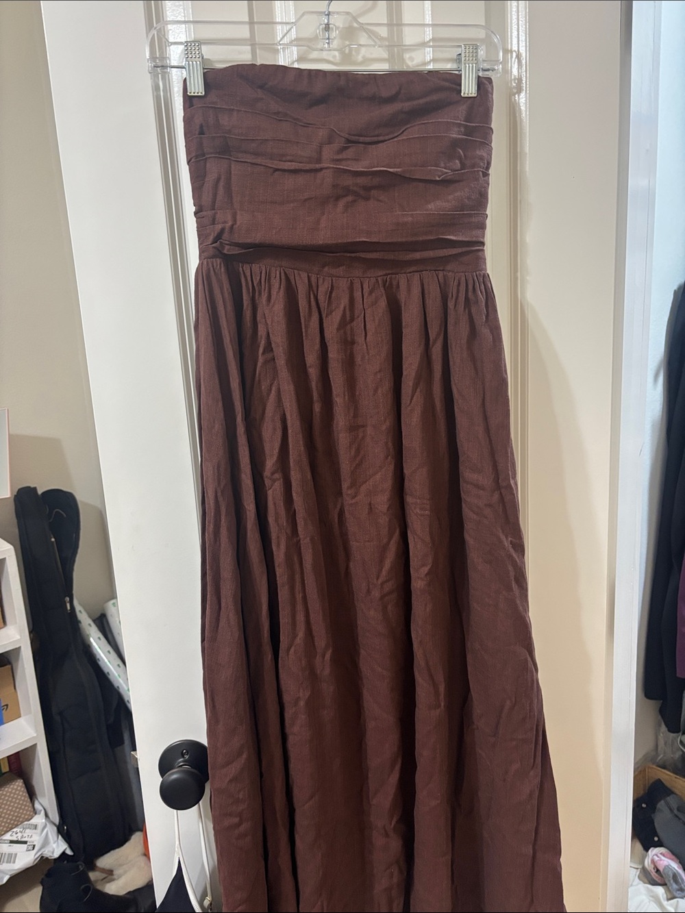 Petal & Pup Strapless Brown Maxi Dress - Picture 2 of 6